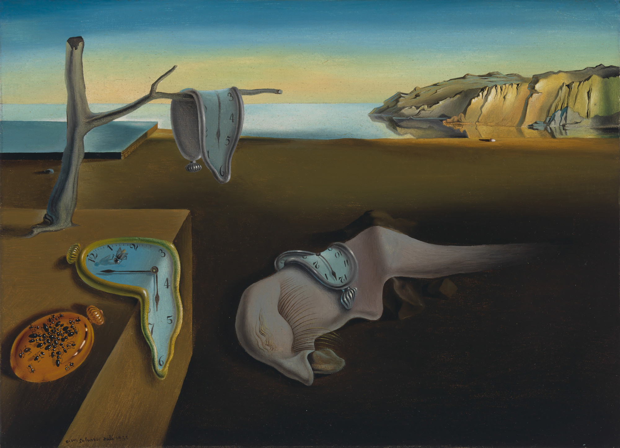 Salvador Dalí, The Persistence of Memory (1931): melting pocket watches in a dreamlike coastal landscape